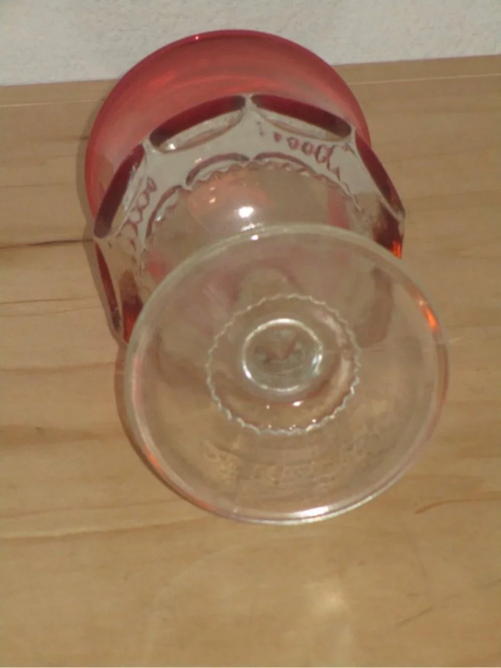Tiffin Franciscan King's Crown Thumbprint Ruby Red Rim Goblet Glass Rim Goblet